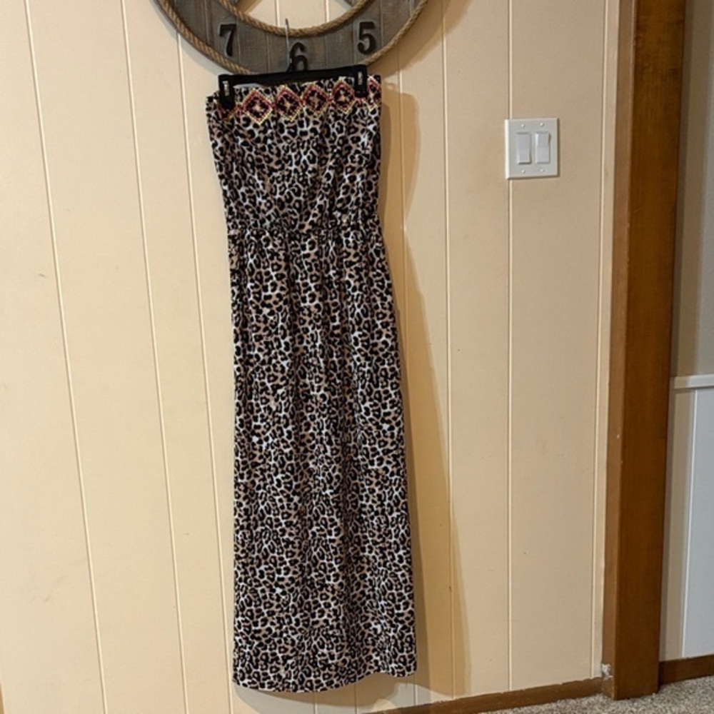 Xhilaration Leopard Print Maxi Dress with Colorful Accents